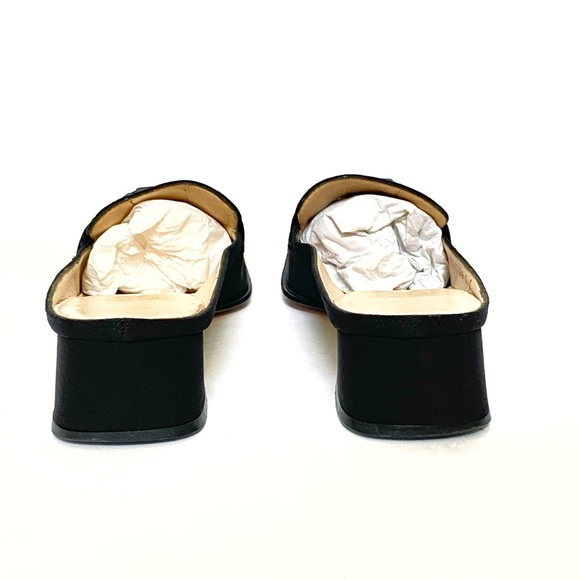 SALVATORE FERRAGAMO black fabric buckle strap detail slip on mules loafer - Picture 6 of 13